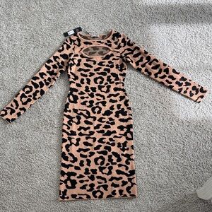 Fashion Nova Animal Print Long Sleeve Dress